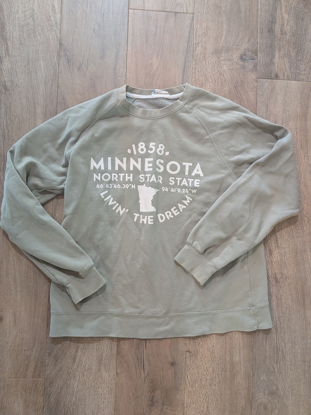 Minnesota North Star State Graphic Crewneck Sweater - Sage Green